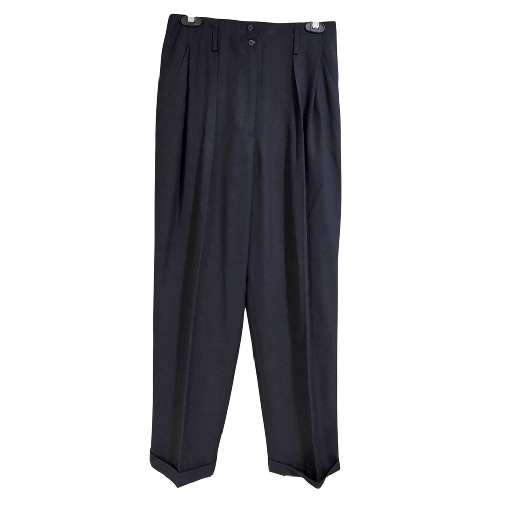 Christian Dior Separates Wool Pleated Trousers Womens 10 Navy Excellent Vintage